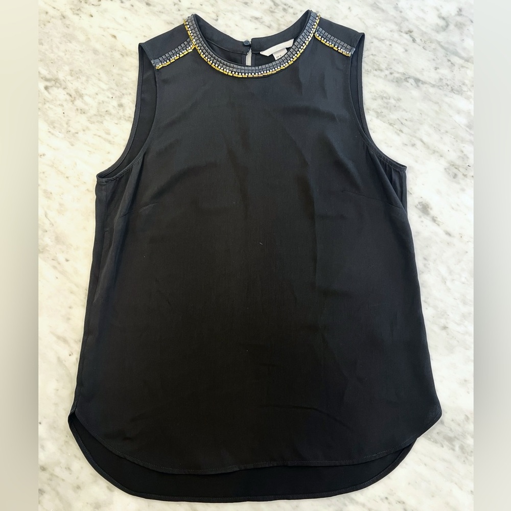 H&M Black Blouse with Gold Moto Detailing